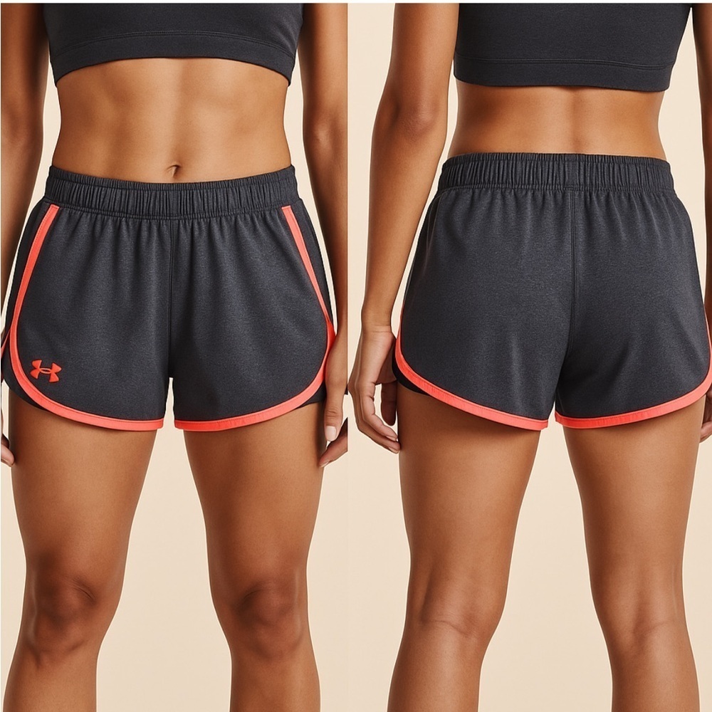 Under Armour Women's Gray and Coral Athletic Running Shorts Size Large